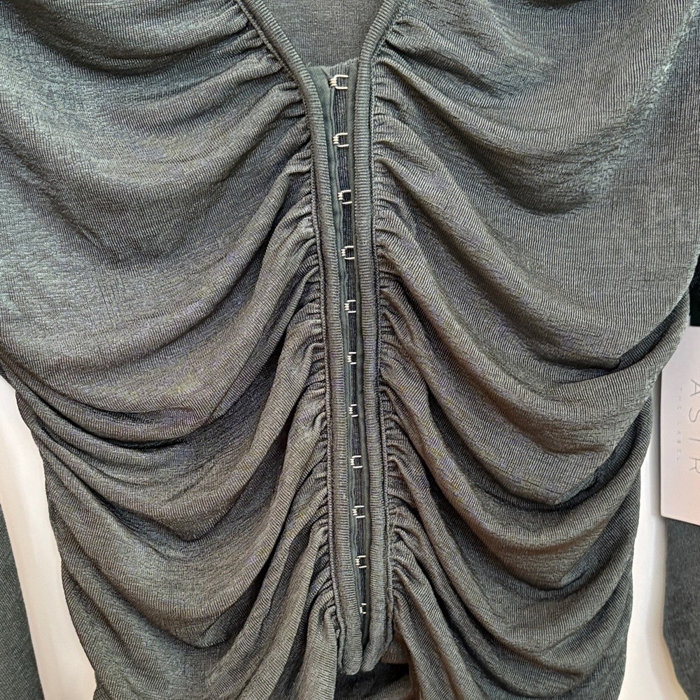 ASTR Charcoal Ruched Blouse - Picture 3 of 10